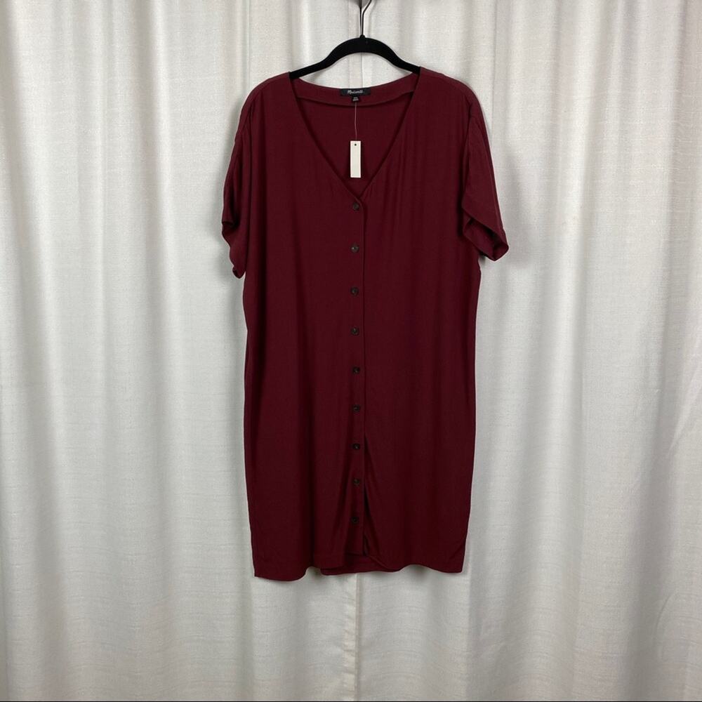 Madewell Burgundy Button Front easy Day Dress Sz.XXS NWT - Picture 4 of 12
